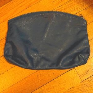 BAGGU blue leather zippered pouch / clutch